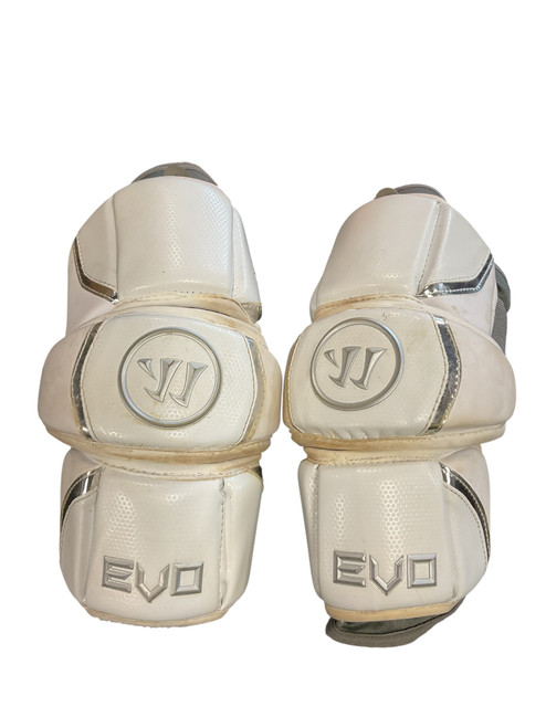 Vist Large View of Product Image Which is Used Warrior EVO Lacrosse Arm Pads/Guards White MD