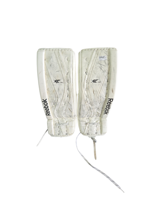 Vist Large View of Product Image Which is Used Reebok XLT 28 GOAL PADS Goalie Leg Pads Inter White 32"