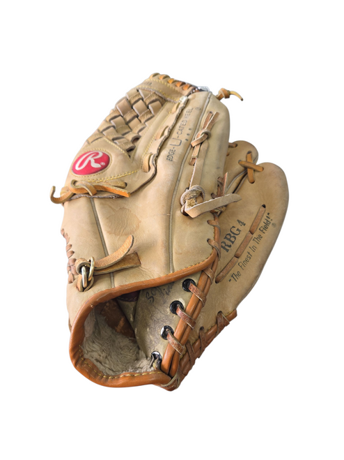 Vist Large View of Product Image Which is Used Rawlings RBG 4 GLOVE BB/SB Glove RH Throw Brown 13"