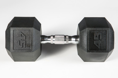 Vist Large View of Product Image Which is New 45lb Rubber Hex Dumbbell