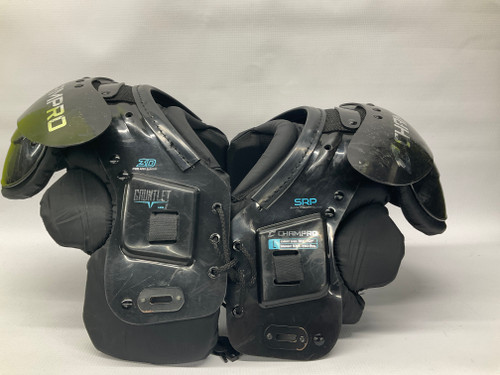 Vist Large View of Product Image Which is Used Champro GAUNLET VERSION 1 FB Shoulder Pads Black LG