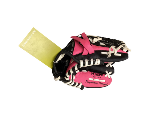 Vist Large View of Product Image Which is Used Rawlings PLAYER SERIES BB/SB Glove RH Throw Pink And Black 8"