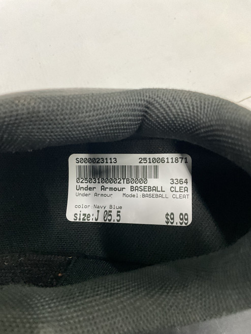 Vist Large View of Product Image Which is Used Under Armour BASEBALL CLEAT BB/SB Cleats Navy Blue Junior 05.5