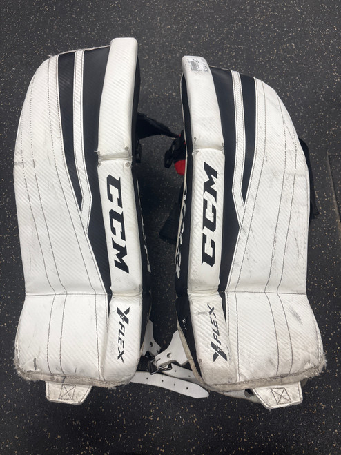 Vist Large View of Product Image Which is Used CCC YTH/FLEX Goalie Leg Pads Youth White 22"