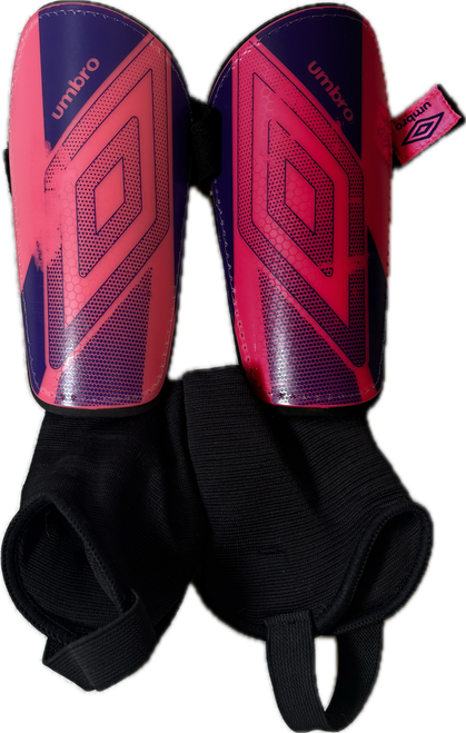 Vist Large View of Product Image Which is Used Umbro Soccer Shin Guards Junior Pink MD