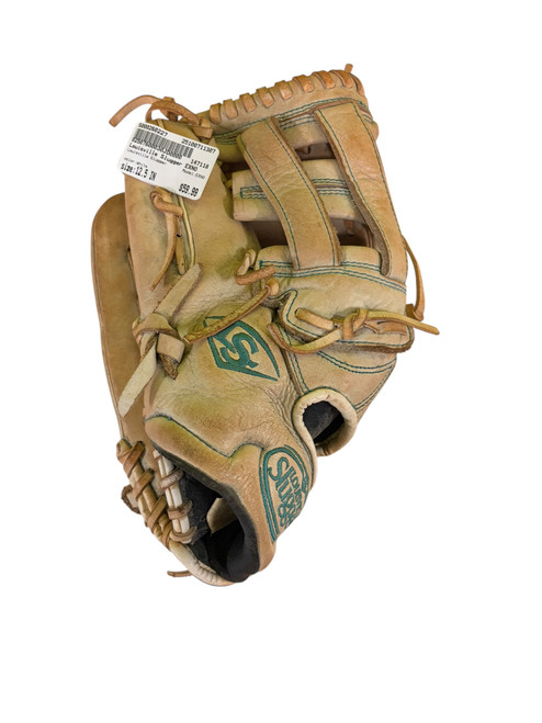 Vist Large View of Product Image Which is Used Louisville Slugger EXNO RH Throw Fastpitch Gloves White 12 1/2"