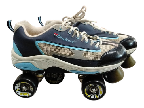 Vist Large View of Product Image Which is Used Riedell CRUISERS Senior Roller Quad Skates Navy Blue Senior 9