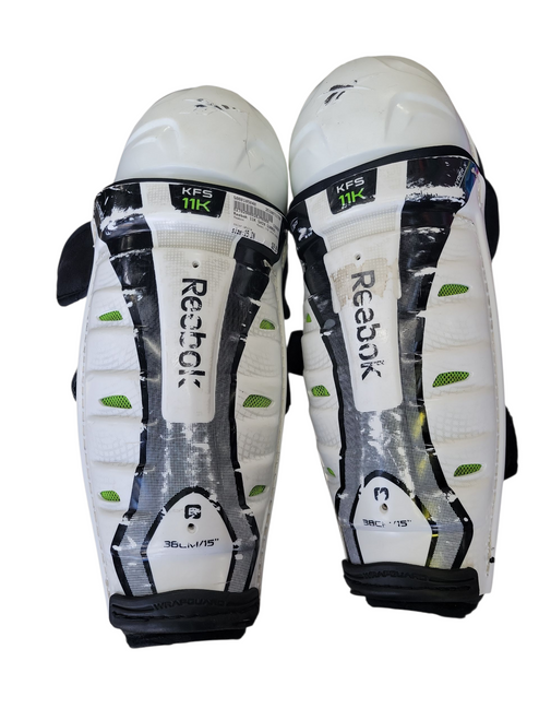 Vist Large View of Product Image Which is Used Reebok 11K SHIN GUARDS Senior Shin Guards White 15"