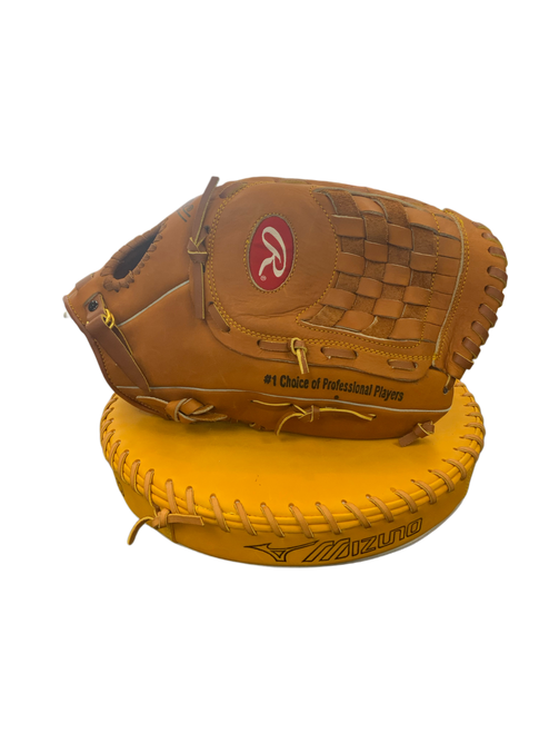 Vist Large View of Product Image Which is Used Rawlings RSGXLGS SUPERSIZE BB/SB Glove RH Throw Tan 14"