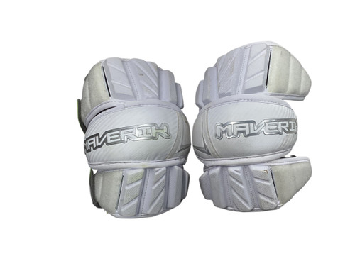 Vist Large View of Product Image Which is Used Maverik MX Lacrosse Arm Pads/Guards White Large