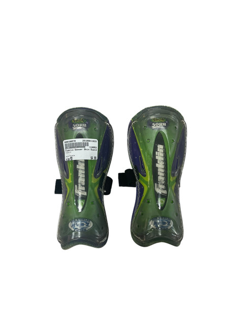 Vist Large View of Product Image Which is Used Franklin Soccer Shin Guards Junior Purple MD