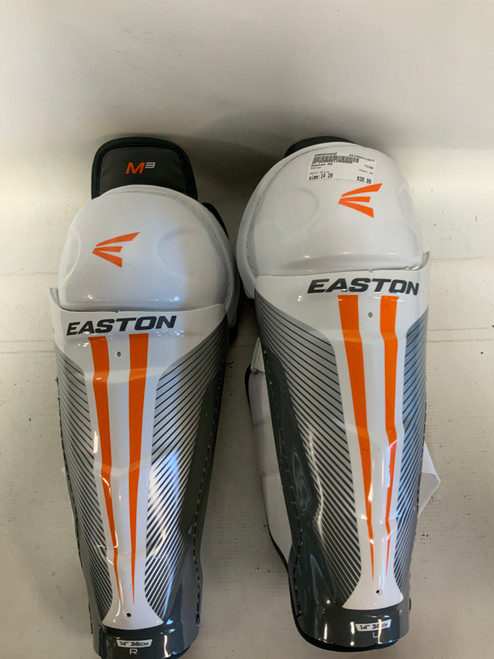 Vist Large View of Product Image Which is Used Easton M3 Intermediate Shin Guards White 14"