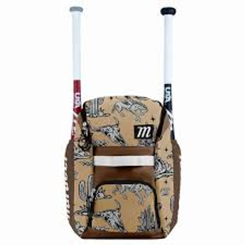 Vist Large View of Product Image Which is New Marucci FOXTROT BAT PACK DESERT BB/SB Bag Other Black And Tan