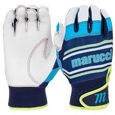 Vist Large View of Product Image Which is New Marucci SWIFT LITE BB/SB Batting Gloves Navy Blue And Carolina Blue LG