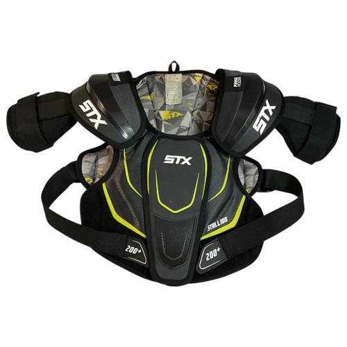 Vist Large View of Product Image Which is Used STX STALLION 200+ Lacrosse Shoulder Pads Black LG