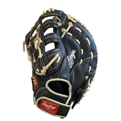 Vist Large View of Product Image Which is Used Rawlings STORM BB/SB First Base LH Throw Black 13"