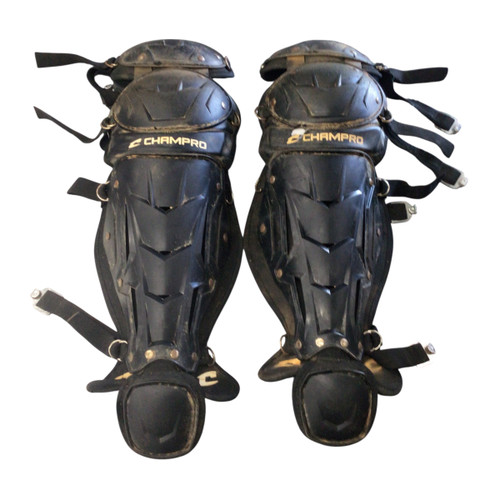 Vist Large View of Product Image Which is Used Champro SHIN GUARDS Catchers Leg Guards Black Junior