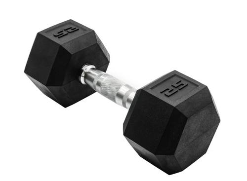 Vist Large View of Product Image Which is New RUBBER HEX DUMBBELL - 25 LB
