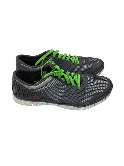 Vist Large View of Product Image Which is Used Reebok Running/X-Train Shoes M Dark Grey And Green Senior 11.5