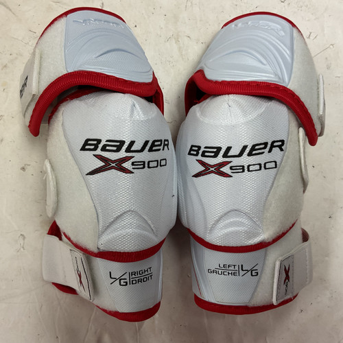 Vist Large View of Product Image Which is Used Bauer VAPOR X900 Junior Elbow Pads White And Red LG