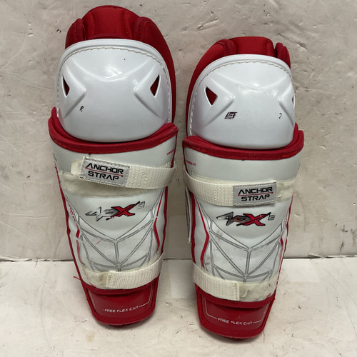 Vist Large View of Product Image Which is Used Bauer VAPOR APX2 Junior Shin Guards White And Red 11"