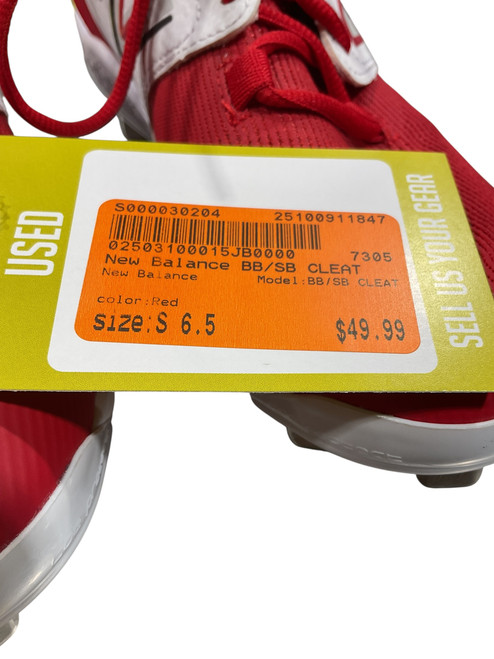 Vist Large View of Product Image Which is Used New Balance BB/SB CLEAT BB/SB Cleats Red Senior 6.5