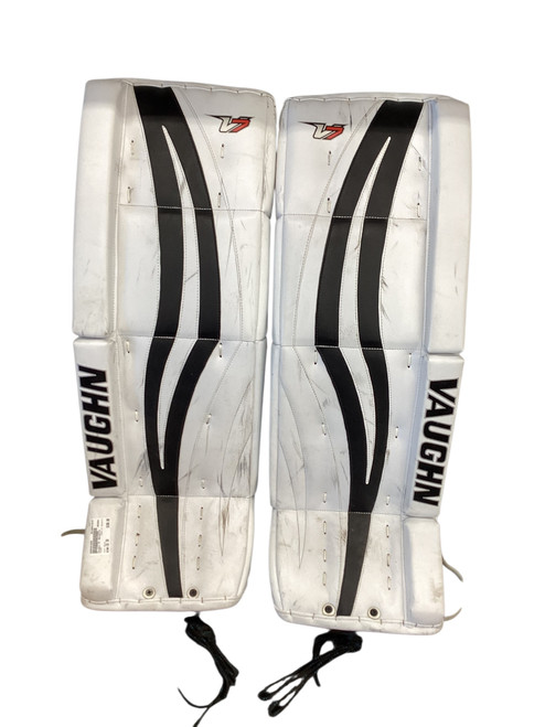 Vist Large View of Product Image Which is Used Vaughn V7 VELOCITY Goalie Leg Pads Senior White 32"