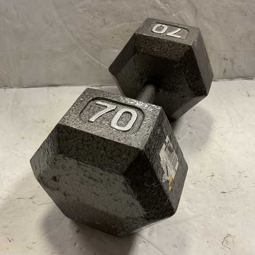 Vist Large View of Product Image Which is Used Hex Dumbbell Grey 70 lb