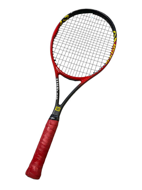 Vist Large View of Product Image Which is Used Wilson HYPER CARBON Adult Tennis Racquet Yellow 4 1/2"