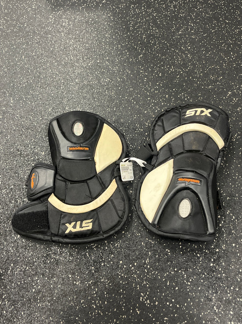 Vist Large View of Product Image Which is Used STX GLADIATOR Lacrosse Arm Pads/Guards Black MD