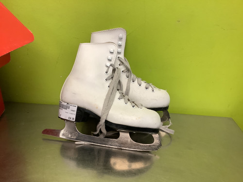 Vist Large View of Product Image Which is Used CCM PIROETTE Girls Figure Skate White Youth 13.0