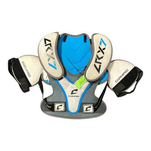 Vist Large View of Product Image Which is Used CHEST PROTECTOR Lacrosse Shoulder Pads White SM