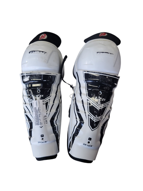 Vist Large View of Product Image Which is Used CCM LTP SHIN GUARDS Youth Shin Guards White 9"