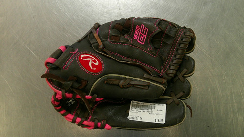 Vist Large View of Product Image Which is Used Rawlings FASTPITCH RH Throw Fastpitch Gloves Pink 11"