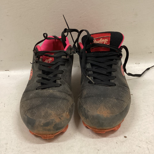 Vist Large View of Product Image Which is Used Rawlings COOLFLO BB/SB Cleats Black Senior 5.5