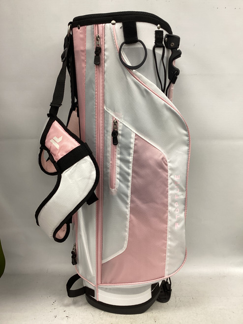 Vist Large View of Product Image Which is Used Top Flite 6 SLOT STAND BAG Womens Stand Bag Pink And White
