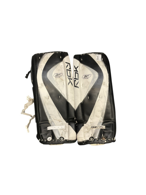 Vist Large View of Product Image Which is Used Reebok 6K Goalie Leg Pads Youth White And Black 23"