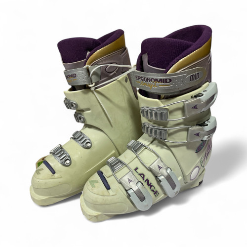 Vist Large View of Product Image Which is Used Lange MID ANTHEA Womens DH Ski Boot Purple And White 240 MP - J06 - W07