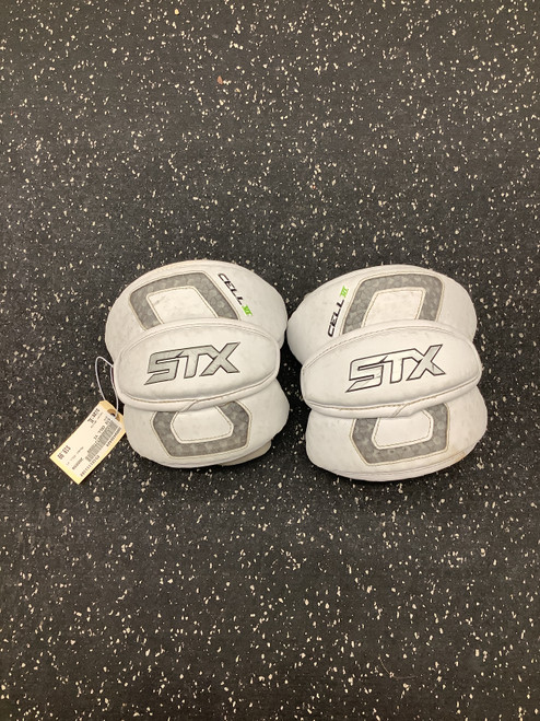 Vist Large View of Product Image Which is Used STX CELL VI Lacrosse Arm Pads/Guards White XL