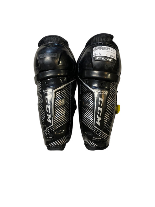 Vist Large View of Product Image Which is Used CCM TACKS 9550 Youth Shin Guards Black 8"