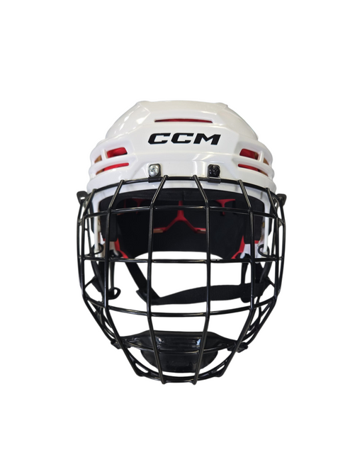 Vist Large View of Product Image Which is Used CCM TACKS 70 HELMET COMBO Helmet Cage Combo White MD