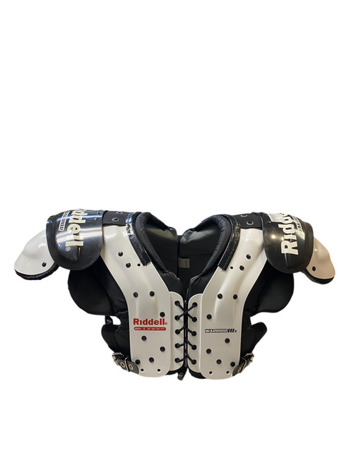 Vist Large View of Product Image Which is Used Riddell WARRIOR IIIX FB Shoulder Pads White SM