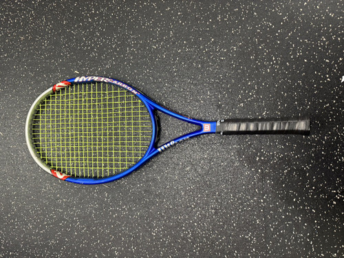 Vist Large View of Product Image Which is Used Wilson 5.9 Adult Tennis Racquet Royal Blue 4 3/8"