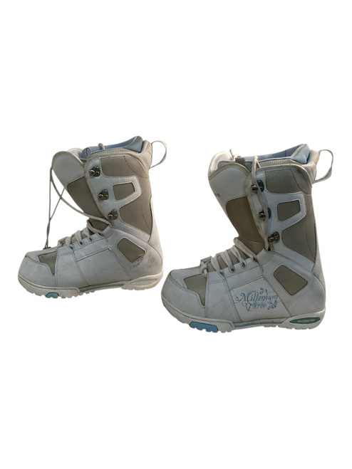 Vist Large View of Product Image Which is Used M3 MILLENIUM THREE Womens Snowboard Boots White Senior 8