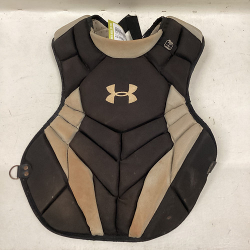 Vist Large View of Product Image Which is Used Under Armour UACPCC4-1618P INTER Catchers Chest Protector Black And Grey Intermed