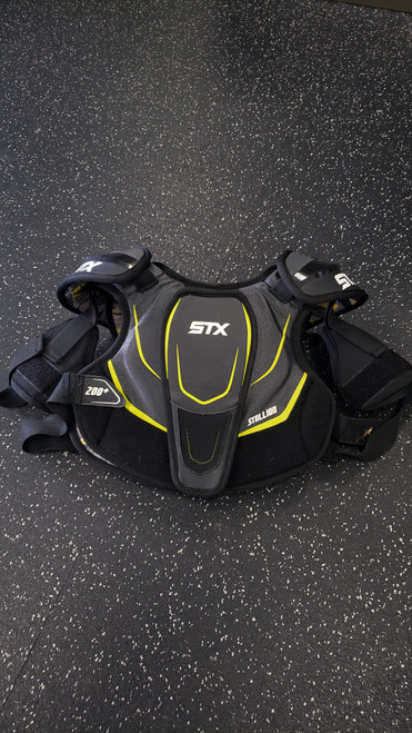Vist Large View of Product Image Which is Used STX STALLION Lacrosse Shoulder Pads Black LG