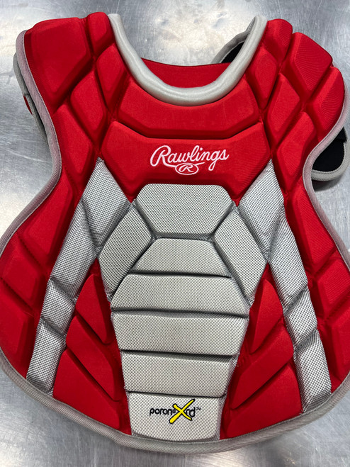 Vist Large View of Product Image Which is Used Rawlings XRDCPFP Catchers Chest Protector Red Intermed