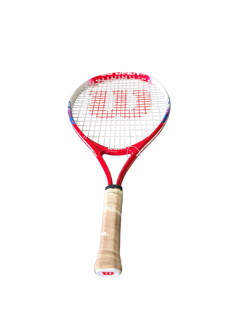 Vist Large View of Product Image Which is Used Wilson US OPEN Junior Tennis Racquet Red 23"