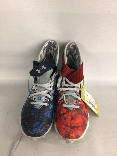 Vist Large View of Product Image Which is Used Under Armour Jr FB Cleats White/Red/Navy Junior 04