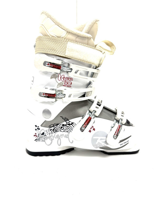Vist Large View of Product Image Which is Used Rossignol KARA 50 Womens DH Ski Boot White 245 MP - M06.5 - W07.5